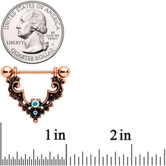 14G 9/16 Aurora Gem Rose Gold Tone Baroque Bat Nipple Shield Set