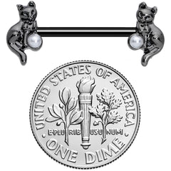 14G 5/8 Ball Black Cat Halloween Barbell Nipple Ring Set