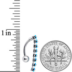 Aqua CZ Gem Band of Beauty Top Mount Belly Ring