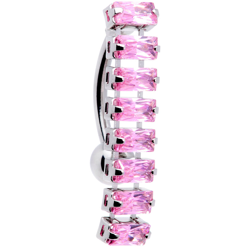 Pink CZ Gem Band of Beauty Top Mount Belly Ring