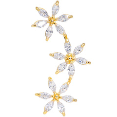 16G 1/4 Clear CZ Gem Gold Tone Tri Flower Cartilage