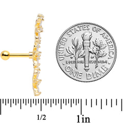 16G 1/4 Clear CZ Gem Gold Tone Tri Flower Cartilage