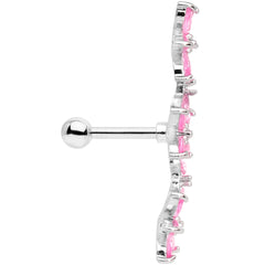 16G 1/4 Pink CZ Gem Tri Flower Cartilage