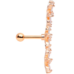 16G 1/4 Clear CZ Gem Rose Gold Tone Tri Flower Cartilage