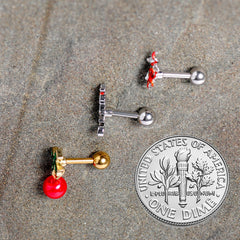 16G 1/4 Merry Christmas Cartilage Tragus Set of 3