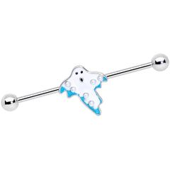 14G White Orb Ghost Halloween Industrial Barbell 38mm