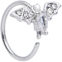20G 5/16 Clear White Accent Bat Halloween Nose Hoop