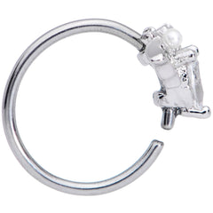 20G 5/16 Clear White Accent Bat Halloween Nose Hoop