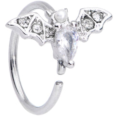 20G 5/16 Clear White Accent Bat Halloween Nose Hoop