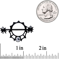 14G 24mm Clear Gem Spider Web Halloween Nipple Shield Set