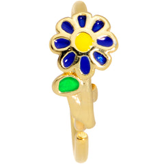 20G 5/16 Gold Tone Blue Flower Nose Hoop