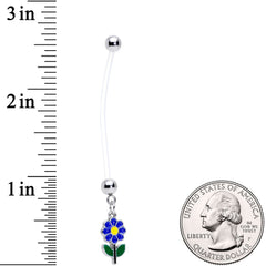 Bundle of Joy Green Blue Flower Dangle Pregnancy Belly Ring
