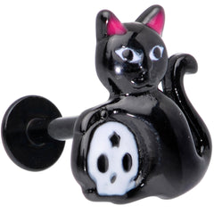 16G 5/16 Black Cat Skull Halloween Labret Monore Tragus