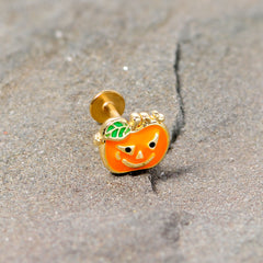 16G 5/16 Gold Tone Pumpkin Halloween Labret Monore Tragus