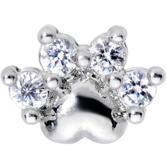 16G 5/16 Clear CZ Gem Paw Print Cat Labret Monroe Tragus