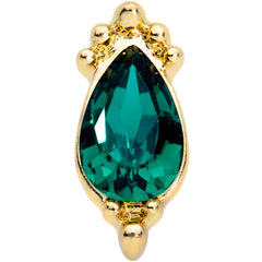 16G 1/4 Green Gem Gold Tone Drop Cartilage Tragus