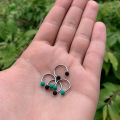 16G 3/8 Black Teal Matte Horseshoe Circular Barbell Set of 4