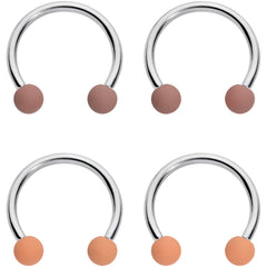 16G 3/8 Brown Tan Matte Horseshoe Circular Barbell Set of 4