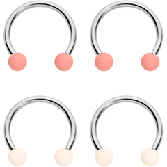 16G 3/8 Peaches Cream Matte Horseshoe Circular Barbell Set of 4