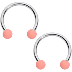 16G 3/8 Peach Purple Matte Horseshoe Circular Barbell Set of 4