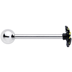 Black Yellow Spooky Spider Halloween Barbell Tongue Ring