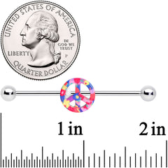 14G Hippie Rainbow Peace Sign Industrial Barbell 38mm