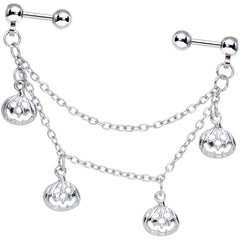 16G 1/4 Aurora Gem Pumpkin Halloween Cartilage Chain Earring