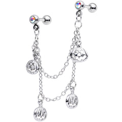 16G 1/4 Aurora Gem Pumpkin Halloween Cartilage Chain Earring