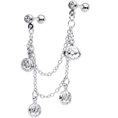 16G 1/4 Clear Gem Pumpkin Halloween Cartilage Chain Earring