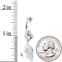 Clear Gem Stylized Heart Dangle Belly Ring