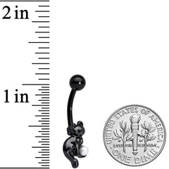 White Orb Black Cat Black Halloween Belly Ring