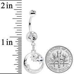 Clear Gem Sun Moon Star Dangle Belly Ring