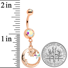 Aurora Gem Rose Gold Tone Sun Moon Star Dangle Belly Ring