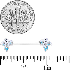14G 9/16 Clear Gem White Ghost Halloween Barbell Nipple Ring Set