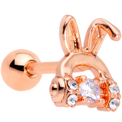 16G 1/4 Clear Gem Rose Gold Tone Bunny Headphone Cartilage Tragus