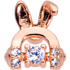 16G 1/4 Clear Gem Rose Gold Tone Bunny Headphone Cartilage Tragus