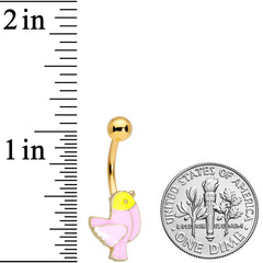 Gold Tone Pink Yellow Chick Bird Belly Ring