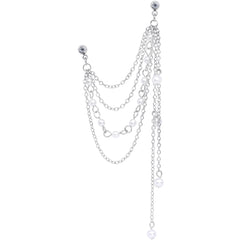 16G 1/4 Clear Gem Multiple Dangle Cartilage Chain Earring
