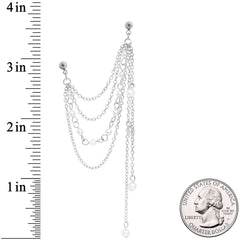 16G 1/4 Clear Gem Multiple Dangle Cartilage Chain Earring
