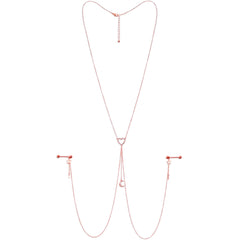 14G 5/8 Aurora Gem Rose Gold Hue Star Moon Nipple Chain Necklace