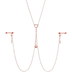 14G 5/8 Aurora Gem Rose Gold Hue Star Sun Nipple Chain Necklace