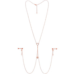 14G 5/8 Aurora Gem Rose Gold Hue Star Sun Nipple Chain Necklace