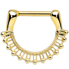 16G 5/16 Gold Tone Textured Frill Septum Clicker