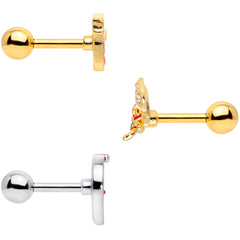 16G 1/4 Gold Tone Santa Merry Christmas Cartilage Tragus Set of 3