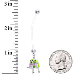 Pink Gem Green Little Lovebirds Twins Dangle Pregnancy Belly Ring