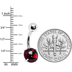 Red CZ Gem Smooth Hemisphere Belly Ring