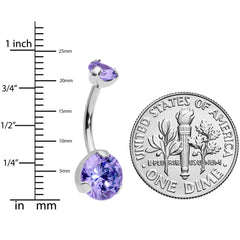 Purple CZ Gem Grade 23 Titanium Internally Threaded Belly Ring