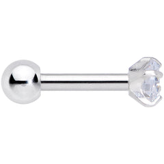 16G 1/4 Clear CZ Gem G23 Titanium 3mm Cartilage Tragus Earring