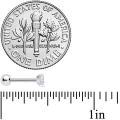 18G 1/4 Clear CZ Gem G23 Titanium 3mm Cartilage Tragus Earring