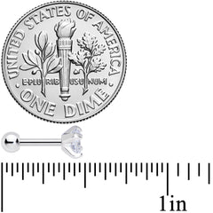 18G 1/4 Clear CZ Gem G23 Titanium 4mm Cartilage Tragus Earring